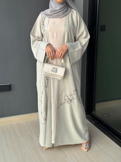 ABAYA Linen perlée 4 pièces