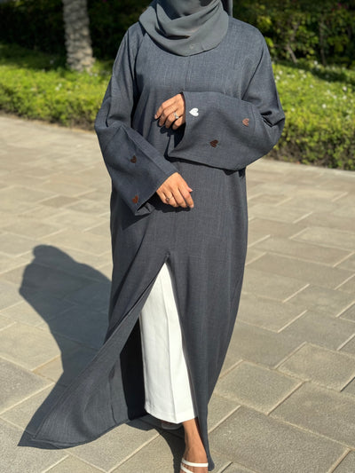 ABAYA Linen coeurs Bleu gris