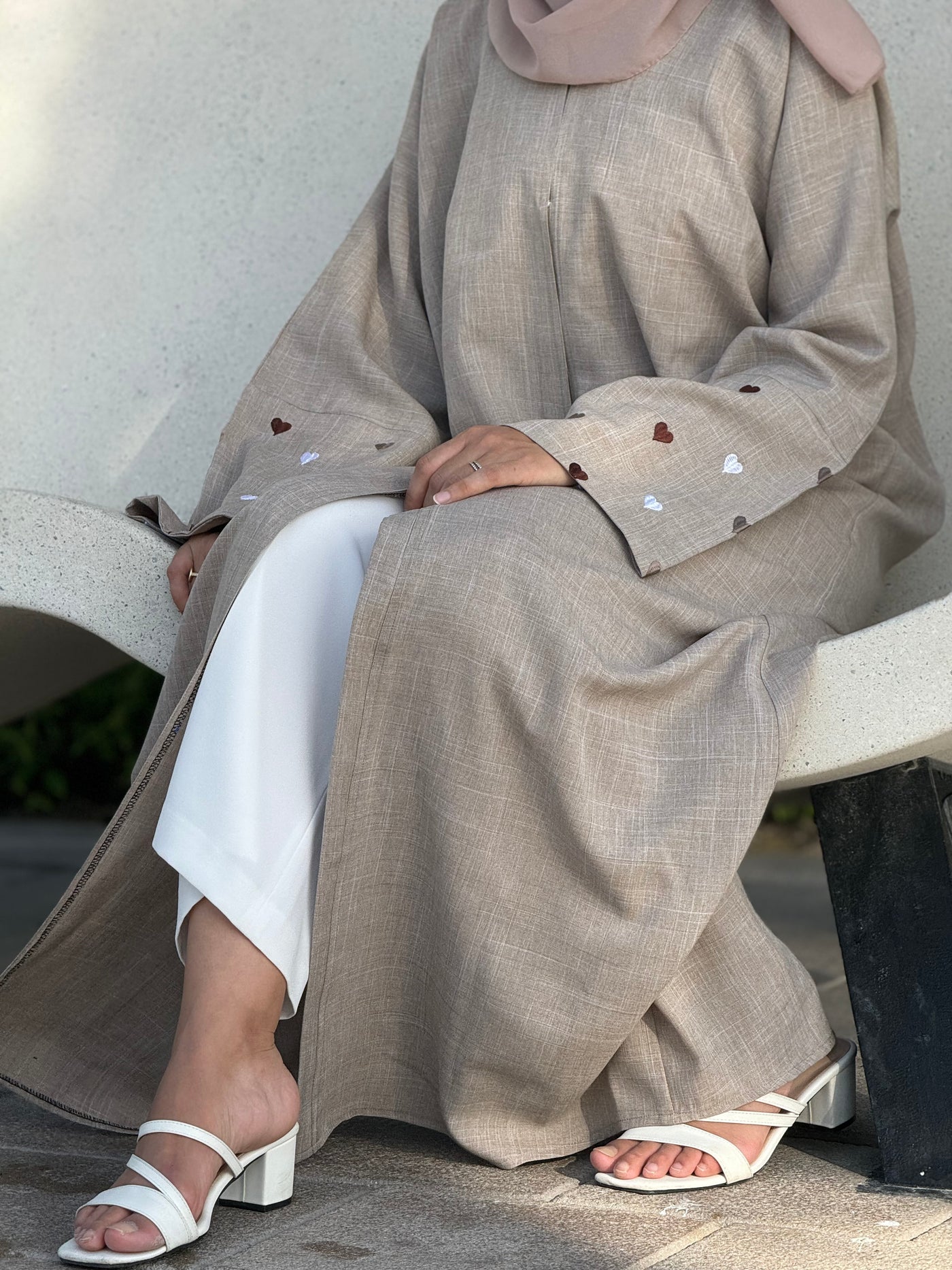 ABAYA Linen coeurs Beige