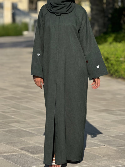 ABAYA Linen coeurs Vert