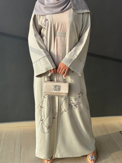 ABAYA Linen perlée 4 pièces