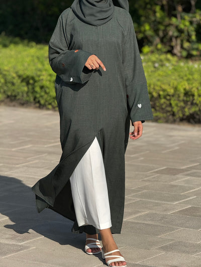 ABAYA Linen coeurs Vert