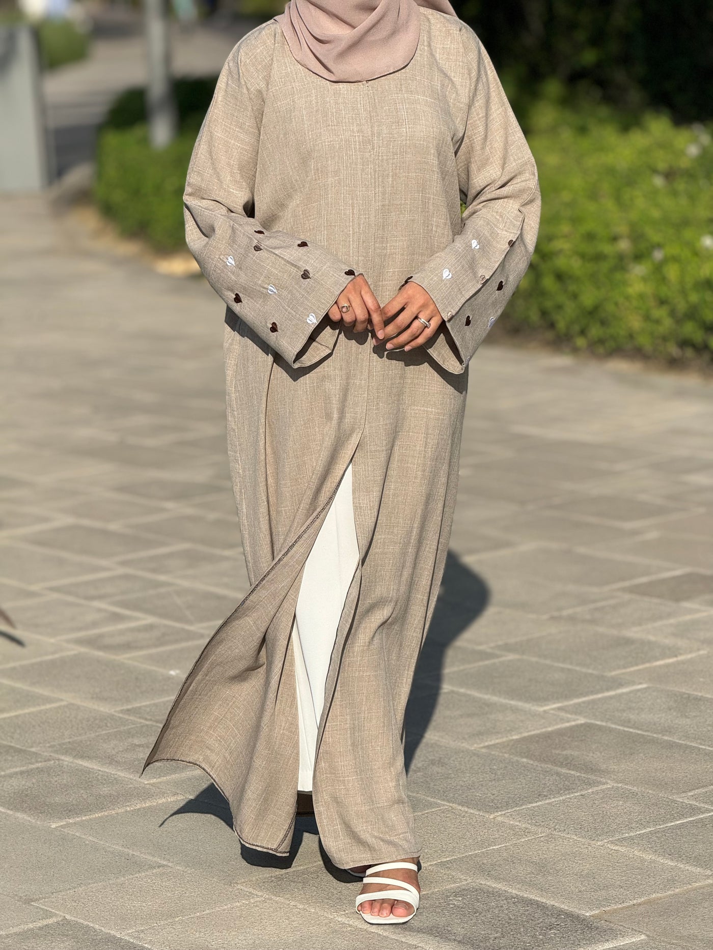 ABAYA Linen coeurs Beige