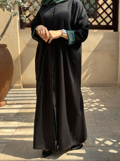 ABAYA Noire avec doublure vert