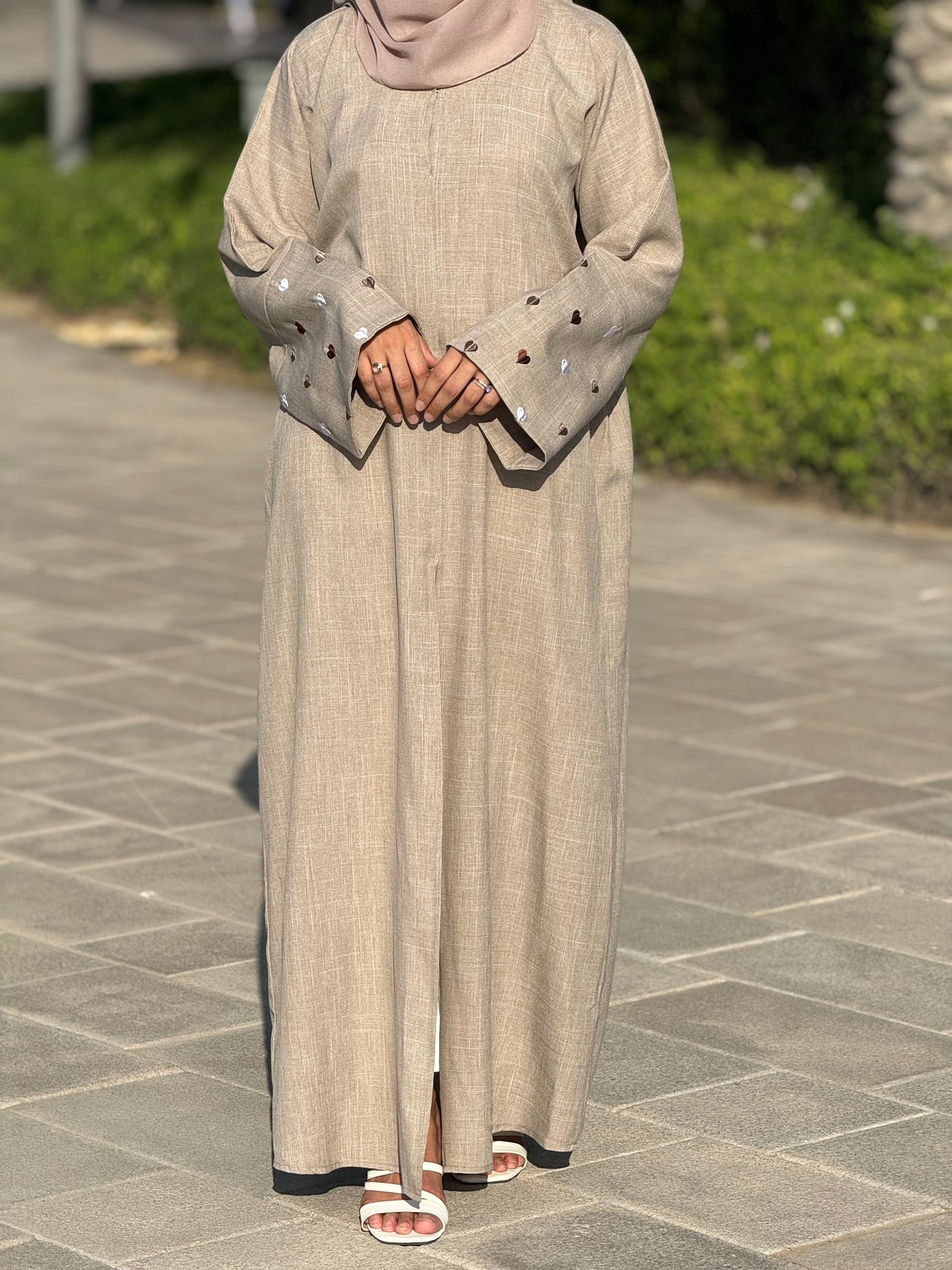 ABAYA Linen coeurs Beige