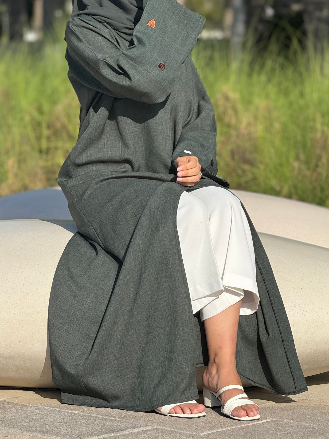 ABAYA Linen coeurs Vert